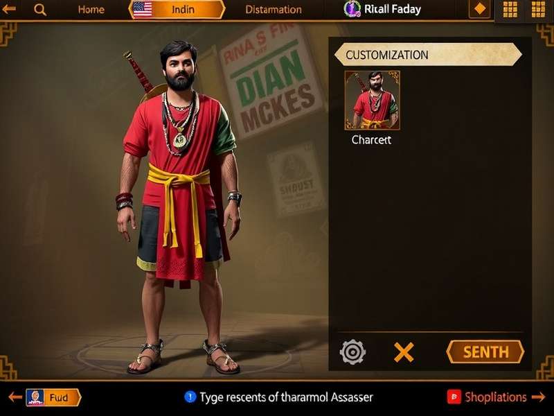Arambol Assassins character customization screen with traditional Indian outfits and accessories